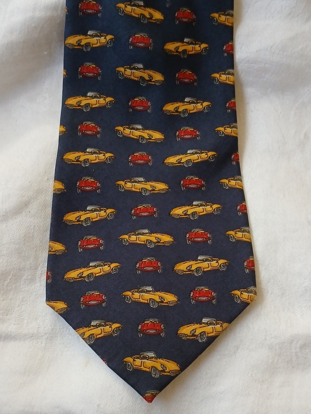 Banana Republic Vintage Sports Cars Navy 100% Silk Tie Made In Italy